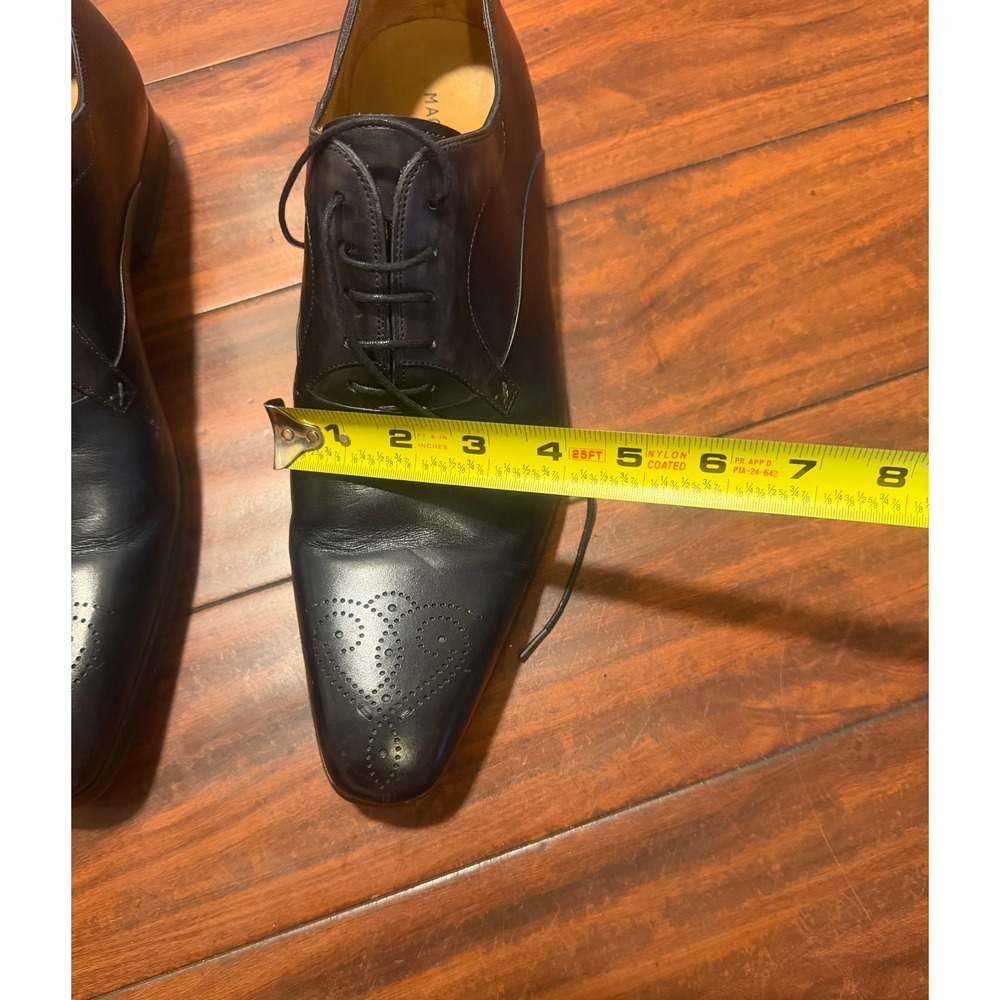 Magnanni Mens Navy Blue Leather Medallion Toe Derby Dress Shoes Size 11 M - Picture 5 of 16